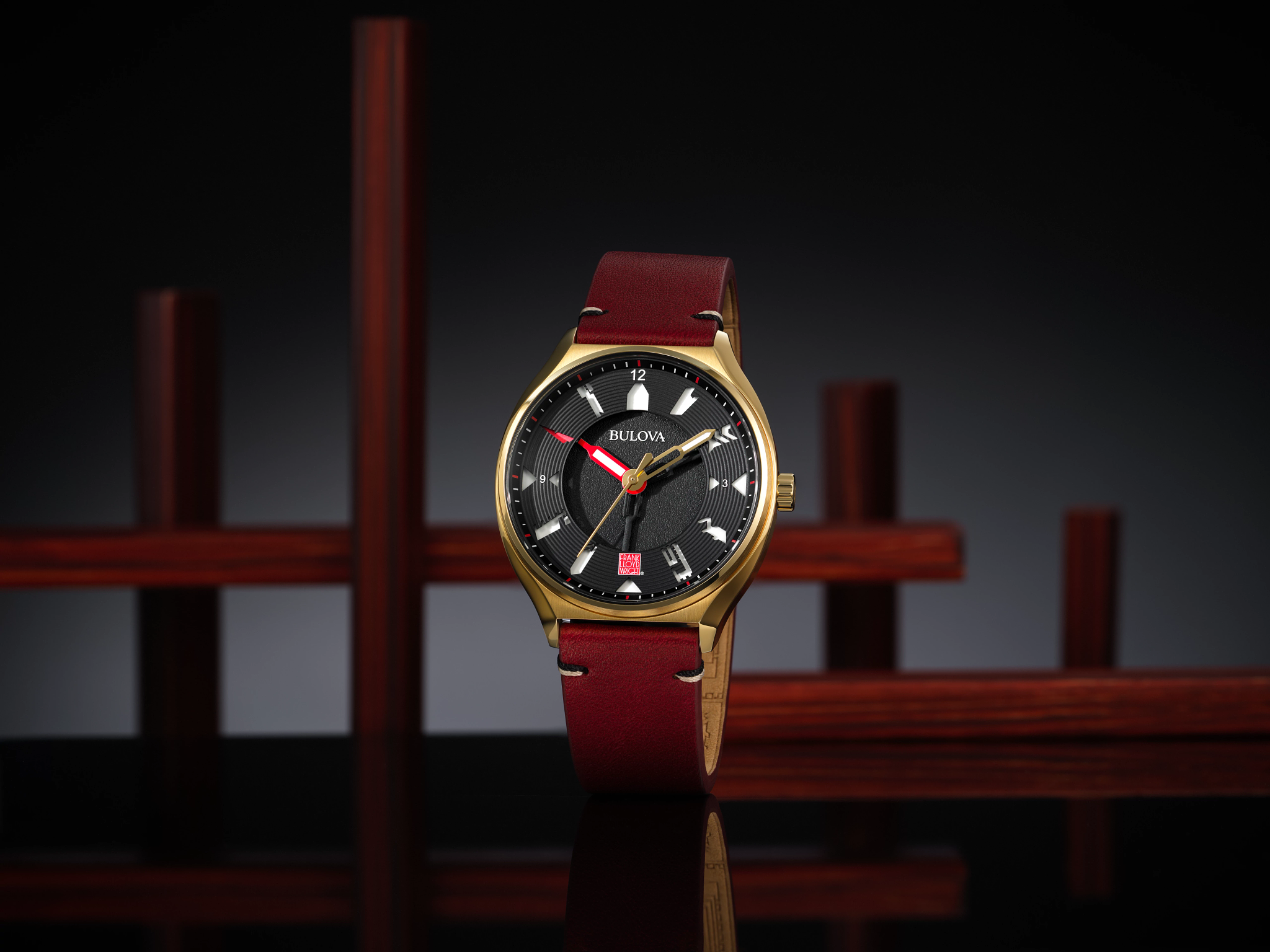 Black Dial Leather Strap Perforated Panels 97A192 | Bulova